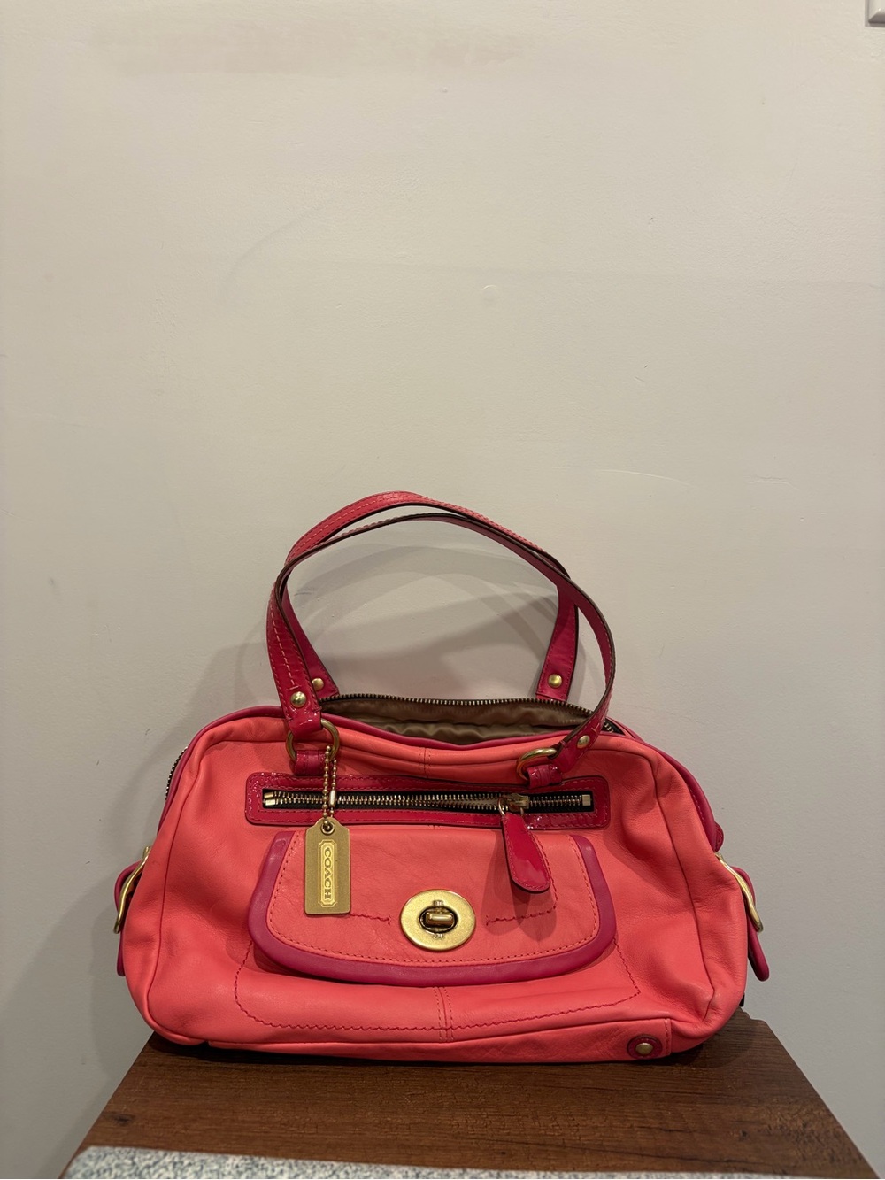 Rare Vintage Coach Pink Bonnie Leather Satchel shoulder bag